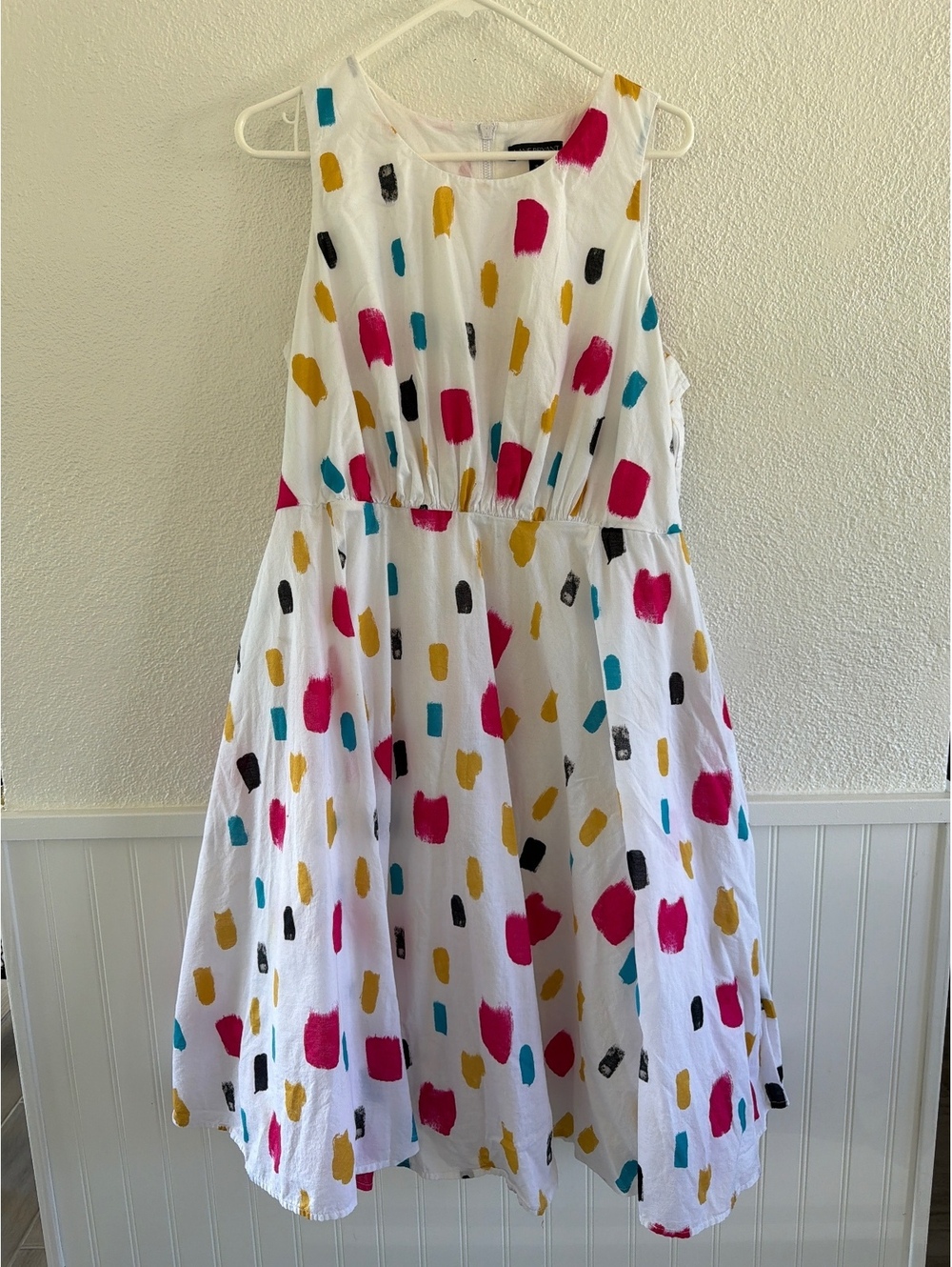 Lane Bryant Women's Sleeveless Midi Dress with Colorful Brushstroke Print, Size